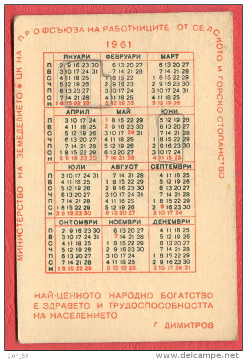 K864 / 1961 - BE CAREFUL When Working With Poisonous PREPARATIONS - Calendar Calendrier Kalender - Bulgaria Bulgarie - Petit Format : 1961-70