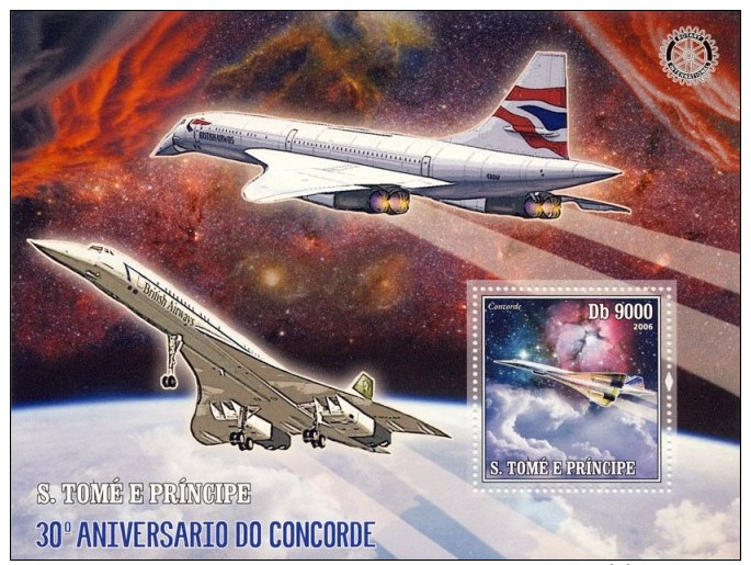 SAO TOME CONCORDE ANNIV ROTARY INTERNATIONAL PLANES AVIATION S/S MNH C6 STDL6102 - Other & Unclassified