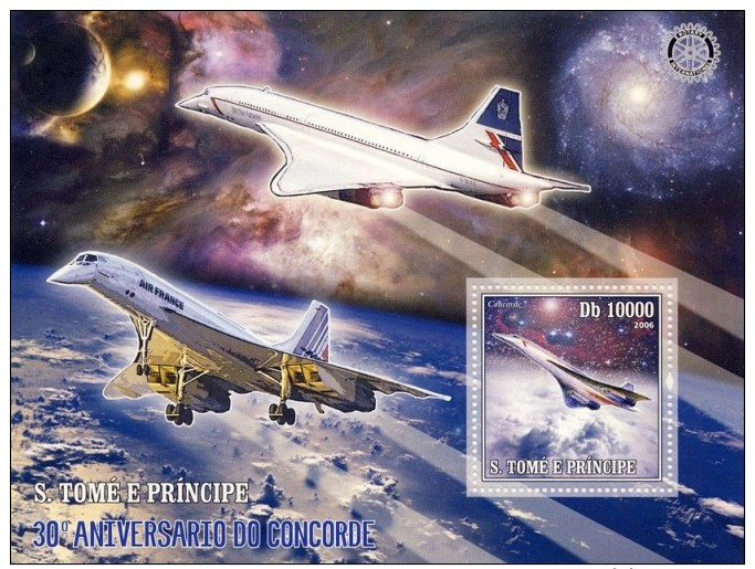 SAO TOME CONCORDE ANNIV ROTARY INTERNATIONAL PLANES AVIATION S/S MNH C6 STDL6103 - Other & Unclassified