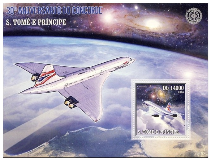 SAO TOME CONCORDE ANNIV ROTARY INTERNATIONAL PLANES AVIATION S/S MNH C6 STDL6104 - Other & Unclassified