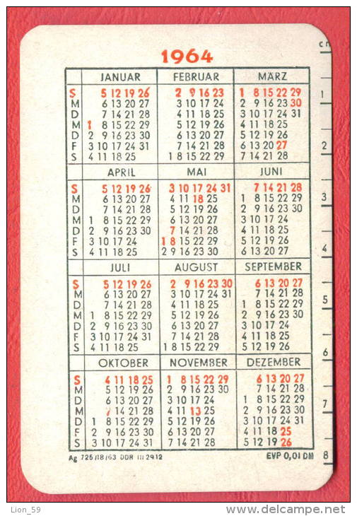K884 / 1964 -  - Calendar Calendrier Kalender - DDR  Germany Deutschland Allemagne Germania - Petit Format : 1961-70