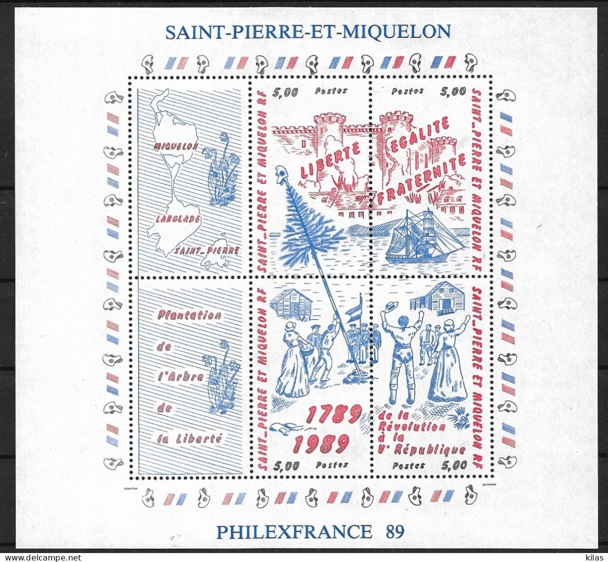 Saint Pierre And Miquelon 1989 PHILEXFRANCE 89 French Revolution MNH - Blocs-feuillets
