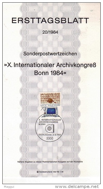 ALLEMAGNE  Carte  Notice 1er Jour  1984  Manuscrit Et Ordinateur - Informatique