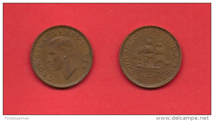 SOUTH AFRICA, 1951,  Circulated Coin, 1/2 Penny, George VI, Km 33, C1405 - South Africa