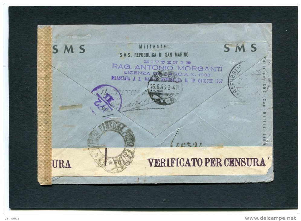 San Marino Registered Cover Censor 1943 - Usati
