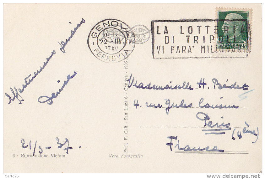 Italie - Genova - Panorama / Postal Mark 1937 - Genova (Genoa)