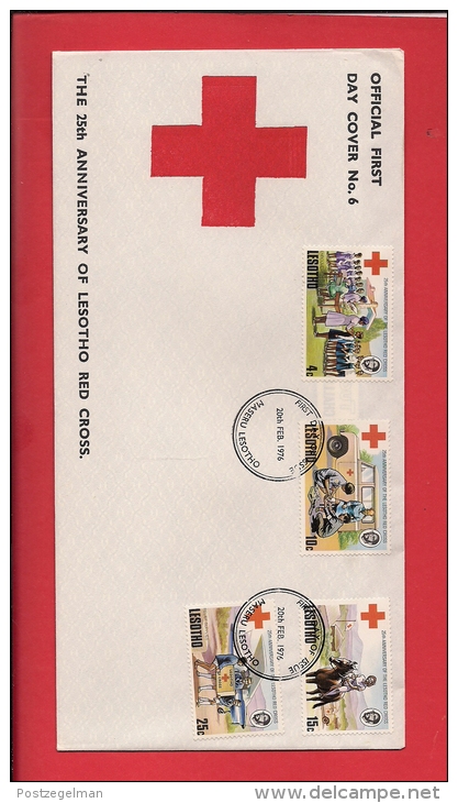 LESOTHO, 1976, FDC, Mint,  Red Cross,  Nr(s) 195-198, F3417 - Lesotho (1966-...)