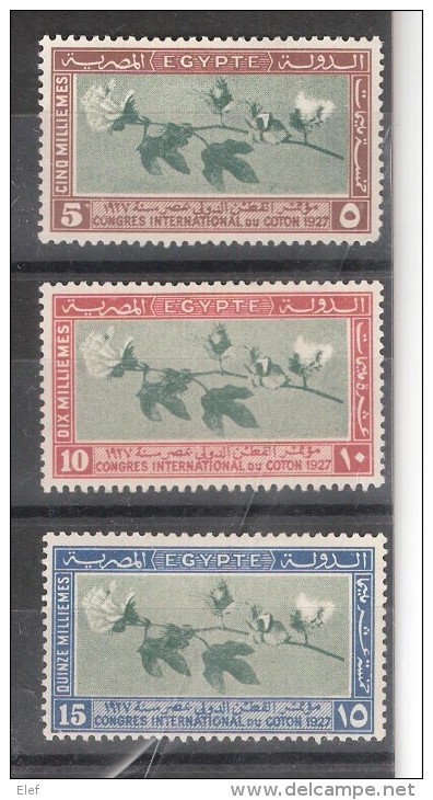 EGYPT / Egypte, 1927, Congrès International Du COTON / Cotton , Série 115 / 117 , Neuve * ,TB - Unused Stamps