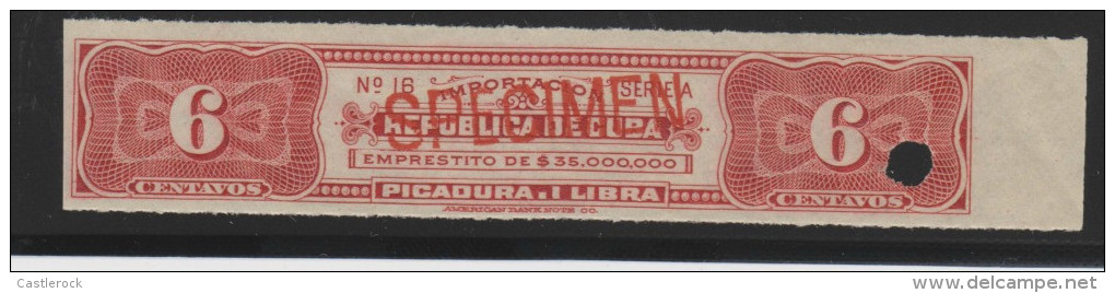 O) CARIBE, SPECIMEN-REVENUE-PROOF, EMPRESTITO, IMPORTACION-PICADURA-IMPO RT STING, AMERICAN BANK NOTE, XF - Non Dentelés, épreuves & Variétés