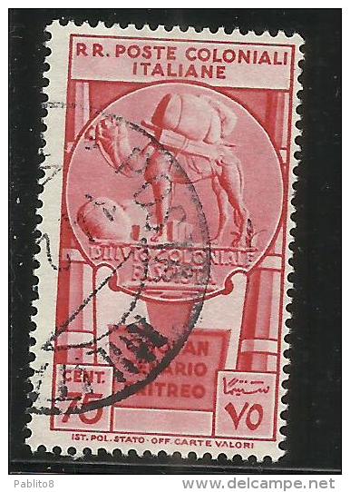 EMISSIONI GENERALI 1932 CINQUANTENARIO ERITREO CENT. 75 C. USATO USED OBLITERE' - General Issues