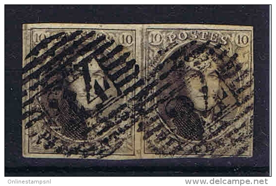 Belgium, 1861 Nr 6 Pair Canceled Nr 24 - 1851-1857 Medaillen (6/8)