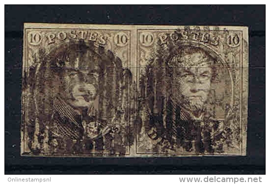 Belgium, Nr 10A Pair Canceled - 1858-1862 Medallions (9/12)