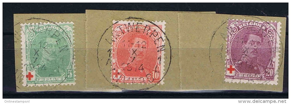 Belgium, OPB 129-131, 1912 Used - 1914-1915 Rotes Kreuz