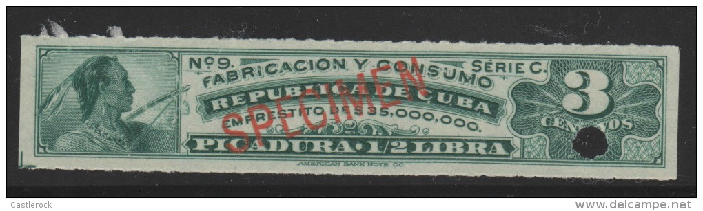 O) CARIBE XF, SPECIMEN-PROOF, REVENUE-EMPRESTITO,3 CENTAVOS, FABRICACION Y CONSUMO PICADURA-STING PRODUCTION AND CO - Imperforates, Proofs & Errors