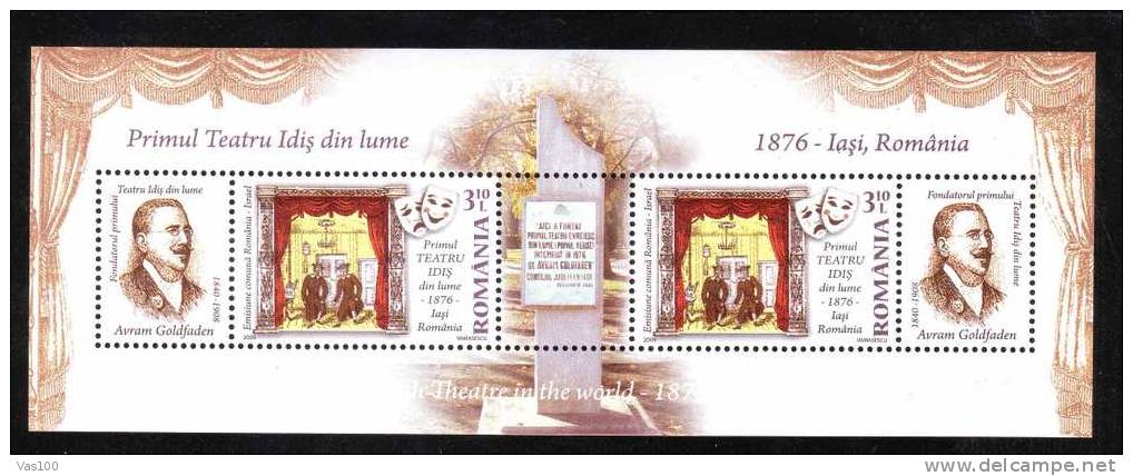 The First Yiddish Theatre In The World 1879 - Iasi Romania Blok 2009 MNH - Neufs