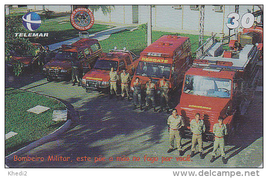 Télécarte Brésil - POMPIERS MILITAIRES - MILITARY FIRE BRIGADE FIREMEN Brazil Phonecard - FEUERWEHR Telefonkarte - 45 - Bomberos