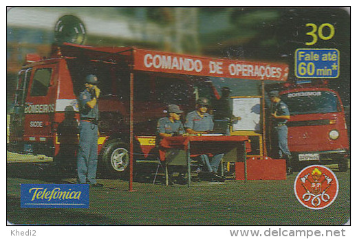 Télécarte Brésil - POMPIERS - FIRE BRIGADE FIREMEN Brazil Phonecard - FEUERWEHR Telefonkarte - BOMBEIROS - 52 - Pompiers