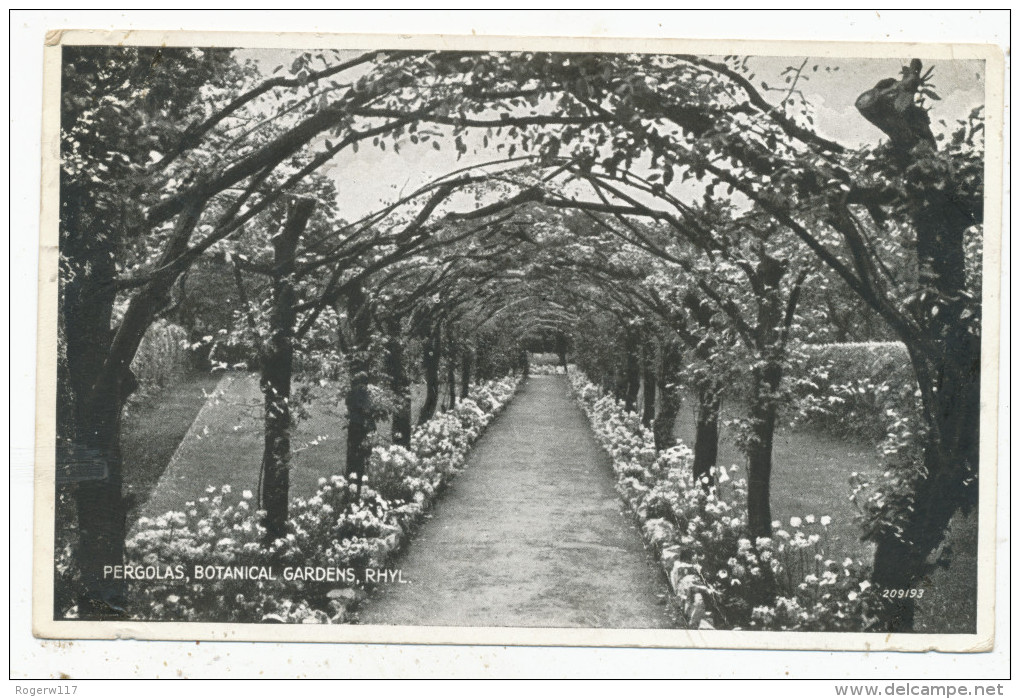 Pergolas, Botanical Gardens, Rhyl, 1947 Postcard - Flintshire