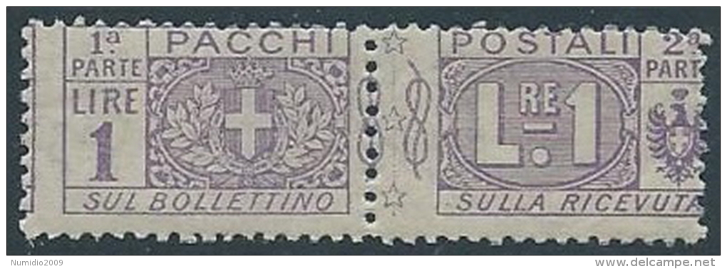 1914-22 REGNO PACCHI POSTALI 1 LIRA MNH ** - ED279 - Colis-postaux