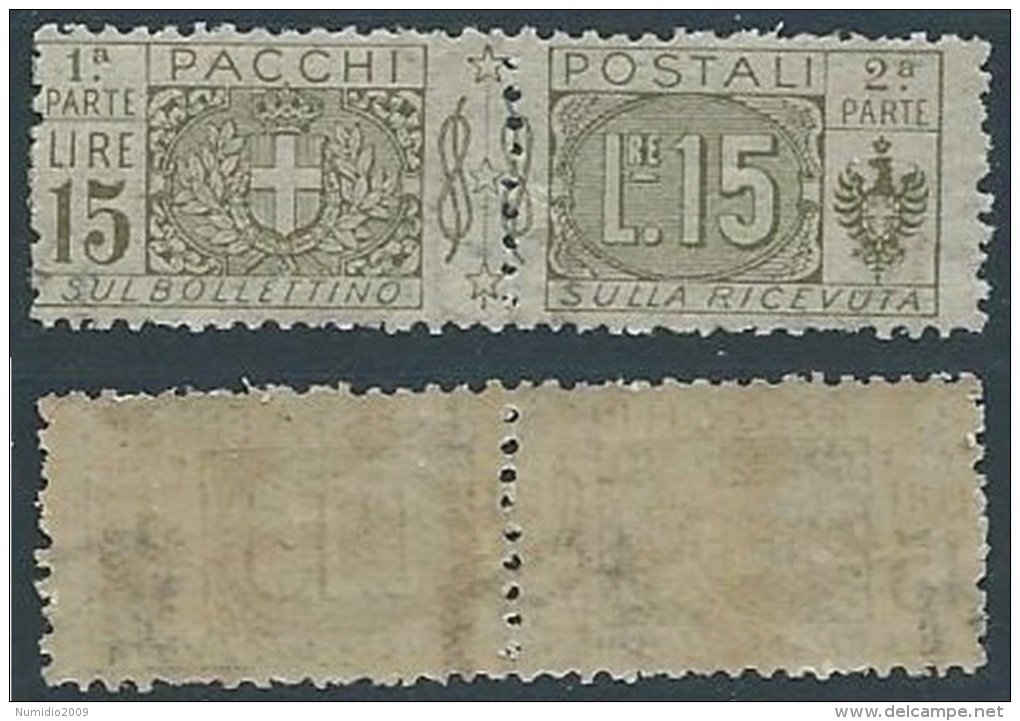 1914-22 REGNO PACCHI POSTALI 15 LIRE MNH ** - ED279 - Colis-postaux