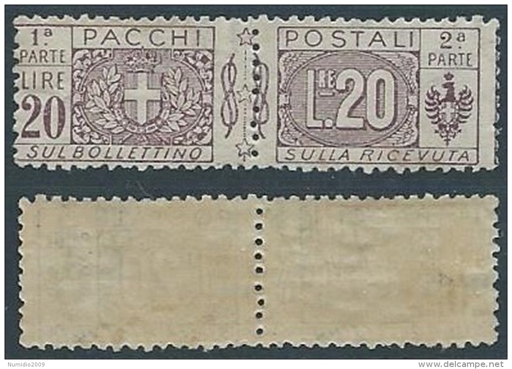 1914-22 REGNO PACCHI POSTALI 20 LIRE MNH ** - ED279 - Postal Parcels