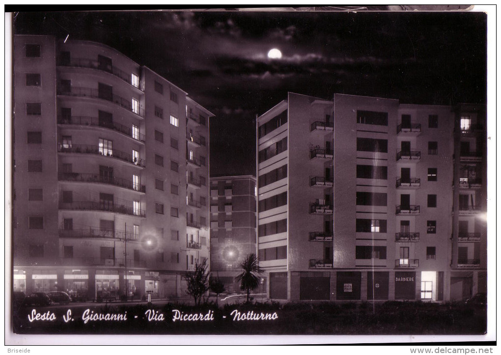 SESTO SAN GIOVANNI MILANO VIA PICCARDI NOTTURNO F/G LUCIDO VIAGGIATA 1963 - Sesto San Giovanni