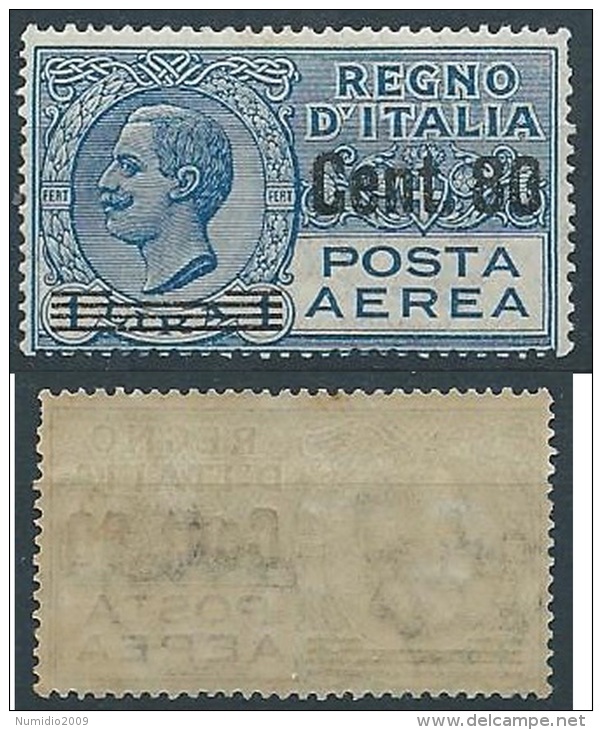 1927 REGNO POSTA AEREA SOPRASTAMPATO 80 CENT SU 1 LIRA MNH ** - ED260-3 - Poste Pneumatique