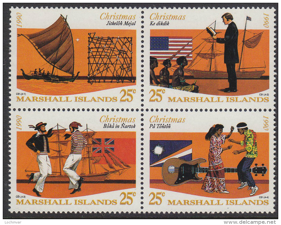 MARSHALL Is, 1990 XMAS BLOCK 4 MNH - Marshall Islands