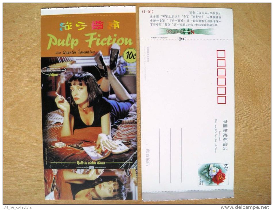 Postal Stationery Card From China 2000 (17) Film Cinema Flowers Pulp Fiction Tarantino - Cinema