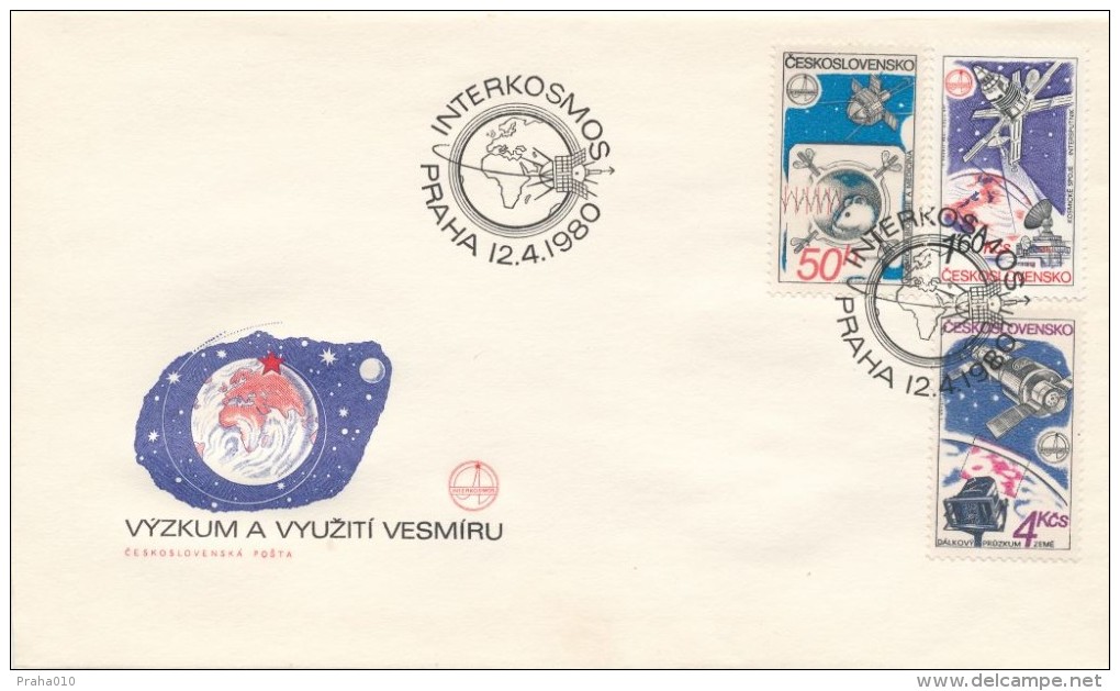 Czechoslovakia / First Day Cover (1980/07 B), Praha - Theme: INTERKOSMOS - Remote Sensing Earth - Geographie