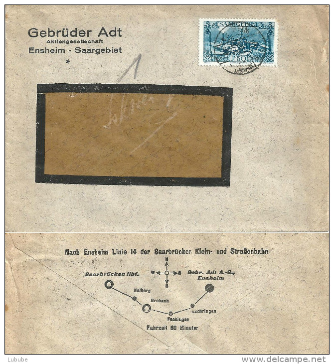 Motiv Brief  "Gebr. Adt, Ensheim Saar"            1927 - Cartas & Documentos