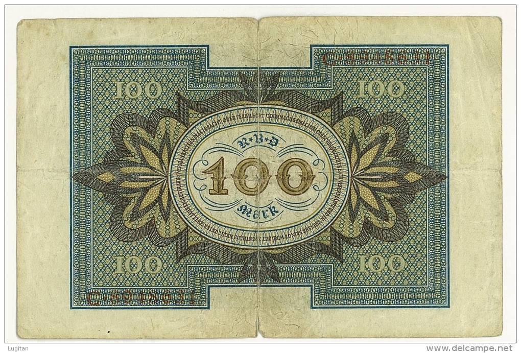 CARTAMONETA - PAPER MONEY - GERMANIA - 100 MARCHI HUNDERT MARK 1920 - QUALITY BB - NON STIRATA - PIEGHE EVIDENTI - 100 Mark