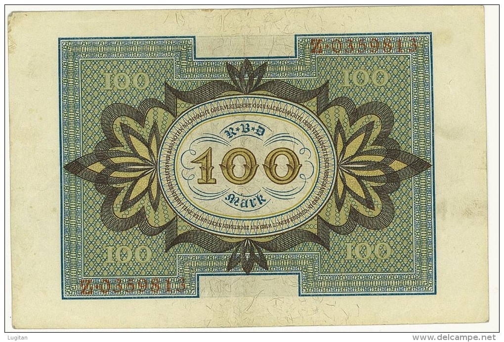 CARTAMONETA - PAPER MONEY - GERMANIA - 100 MARCHI HUNDERT MARK 1920 - QUALITY SPL - NON STIRATA - SENZA PIEGHE - 100 Mark
