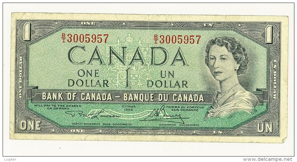 CARTAMONETA - PAPER MONEY - 1954 -  1 DOLLARO CANADESE - QUALITY BB - NON STIRATA  - BRITISH AMERICAN BANK NOTE - Canada