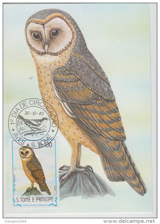 S. TOME E PRINCIPE  1983  Birds  CORUJA  Maximum Card # 55826 - Owls