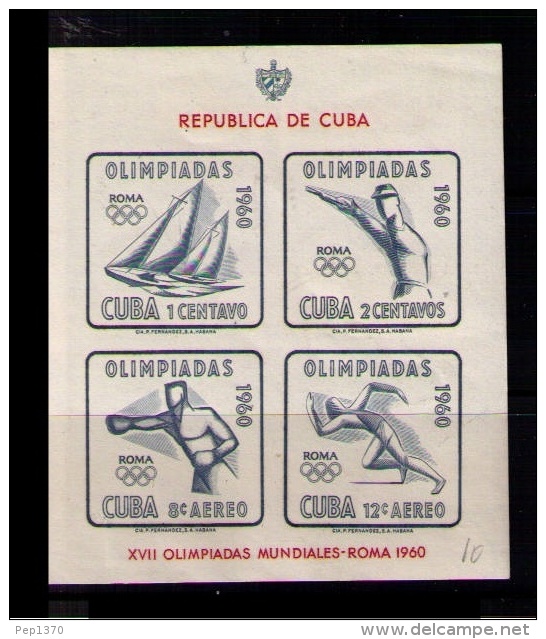 CUBA 1960 - OLIMPIADA DE ROMA '60 - YVERT BLOCK Nº 17 - Neufs
