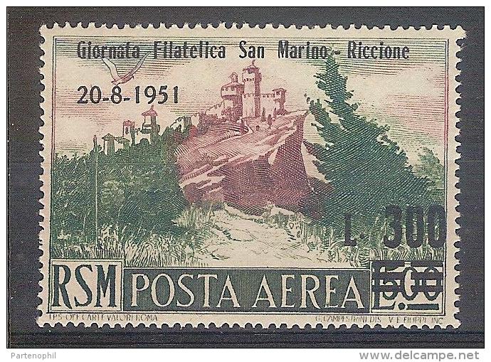 ** 1951 SAN MARINO VERY FINE MNH GIORNATA FILATELICA  ( SASS. P.A. 98)  CAT. € 80,00 - Corréo Aéreo