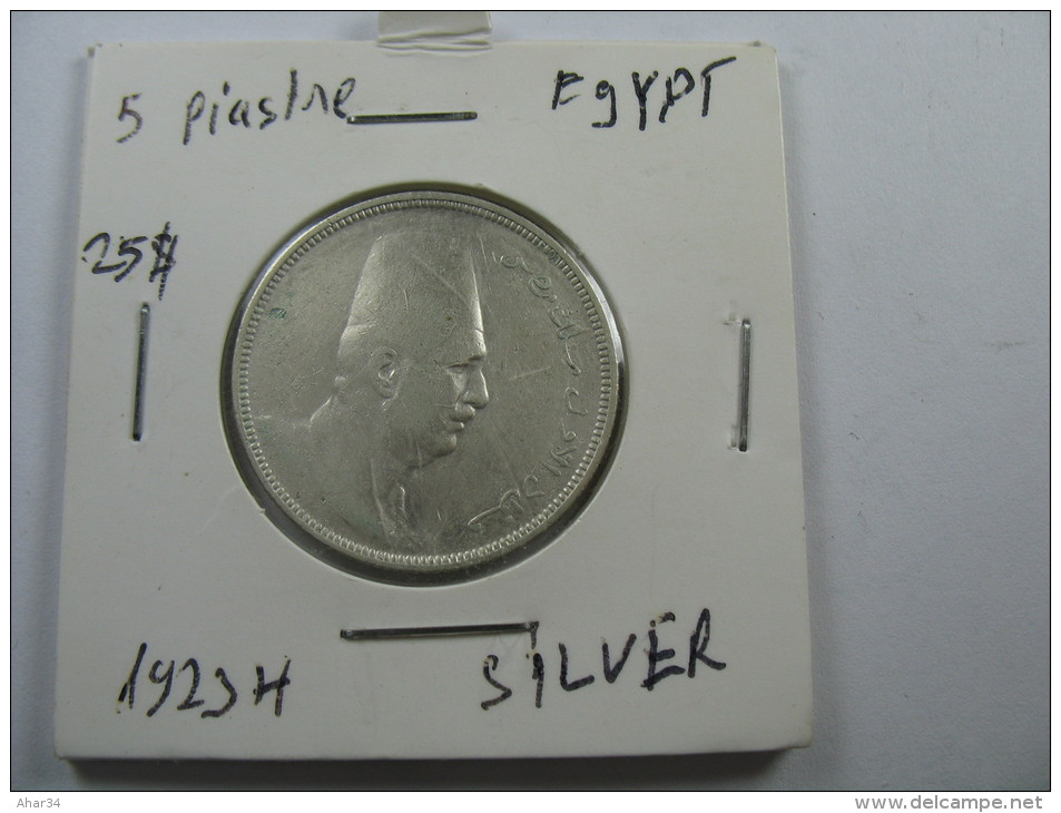 EGYPT 5 PIASTRES 1923 SILVER COIN NICE GRADE LOT 20 NUM 4 - Egypt