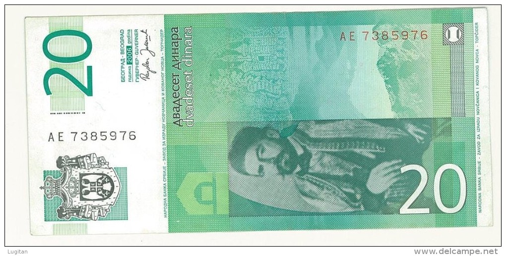 CARTAMONETA - PAPER MONEY  - SERBIA 2006 - 20 DINARI -  QUALITY BB - NON STIRATA - Serbia