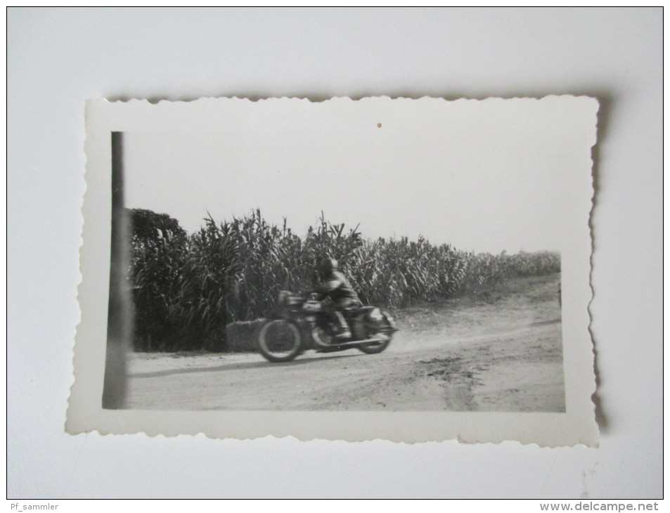 Originalfoto 1930er Jahre. Marokko / Maroc. Altes Motorrad / Oldtimer. Optique - Photo Albert Casablanca - Afrika
