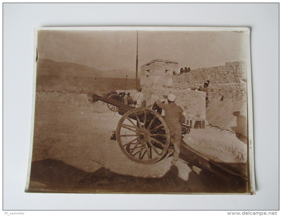 Originalfoto 1940er Jahre ?? Casablanca ?? Afrika / Marokko. Kanonen / Stadtmauer / Geschütz - Krieg, Militär