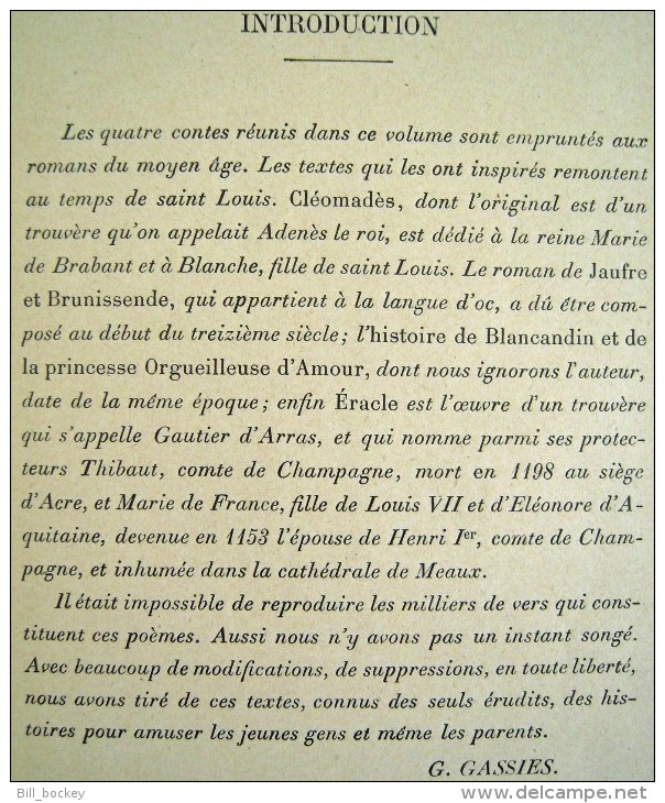 Georges GASSIE des BRULIES " Contes du MOYEN AGE " Cartonnage 1928 -Troubadours-Saint Louis - Tournois -