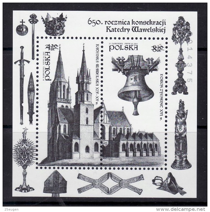 POLAND 2014 650 YEARS WAWEL CATHEDRAL CONSECRATION MS  BLACKPRINT - Unused Stamps