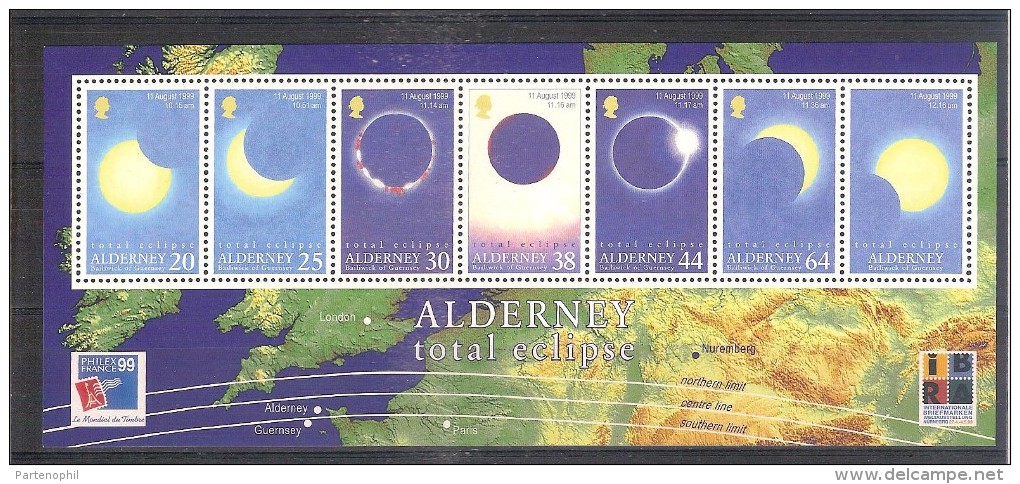 **ALDERNEY FOGLIETTO NUOVO ECLISSI TOTALE / SHEET MNH TOTAL ECLIPSE - Europe