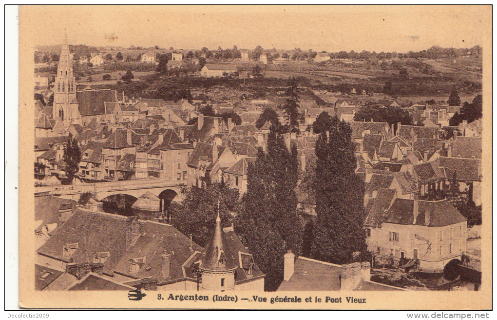 BF10608 Argenton Indre Vue Generale Et Le Pont Viux  France Front/back Image - Argenton Chateau