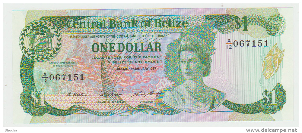 Belize 1 Dollars 1987 Pick 46c UNC - Belize