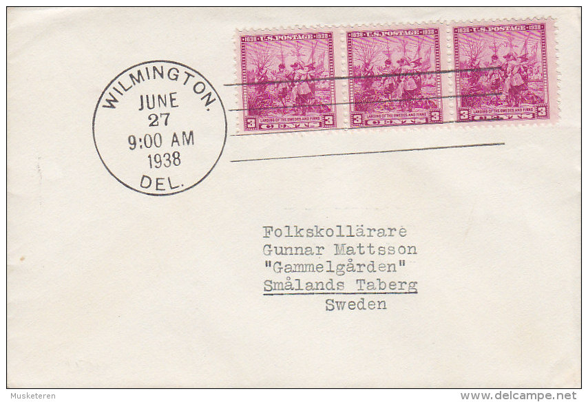 United States Premier Jour FDC Cover 1938 Landing Of The Swedes And The Finns 3-Stripe !! - 1851-1940