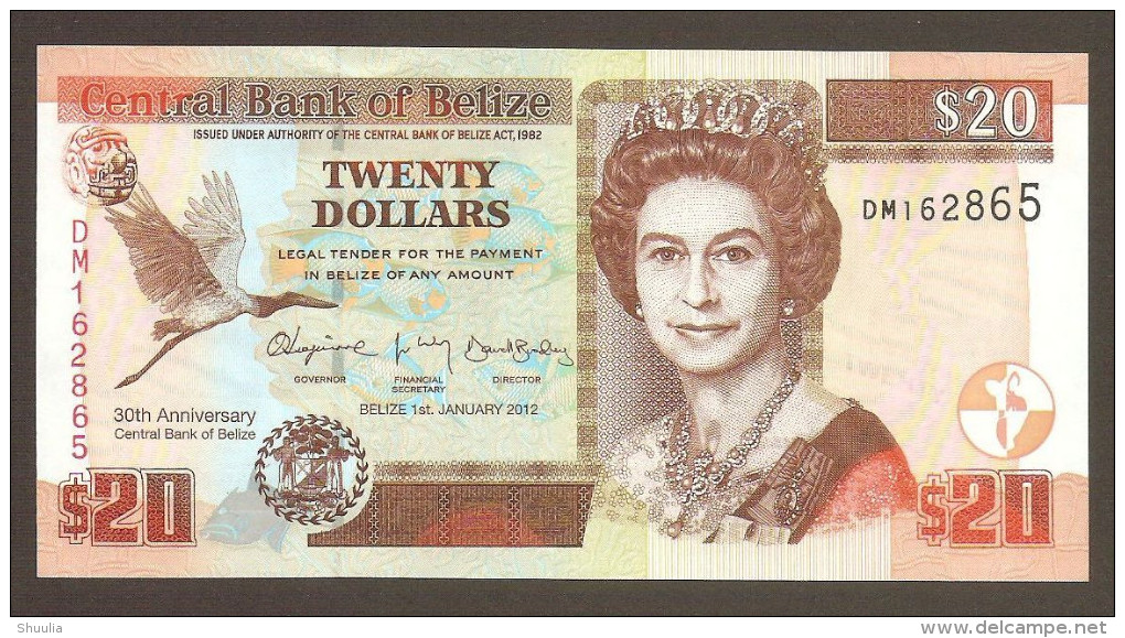 Belize 20 Dollars 2012 Pick 72 UNC - Belize