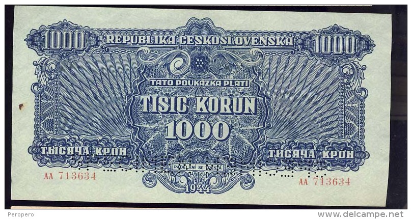 REPUBLIKA CESKOSLOVENSKA   1000 KORUN  UNC     SPECIMEN     AA 713634 - Tschechoslowakei