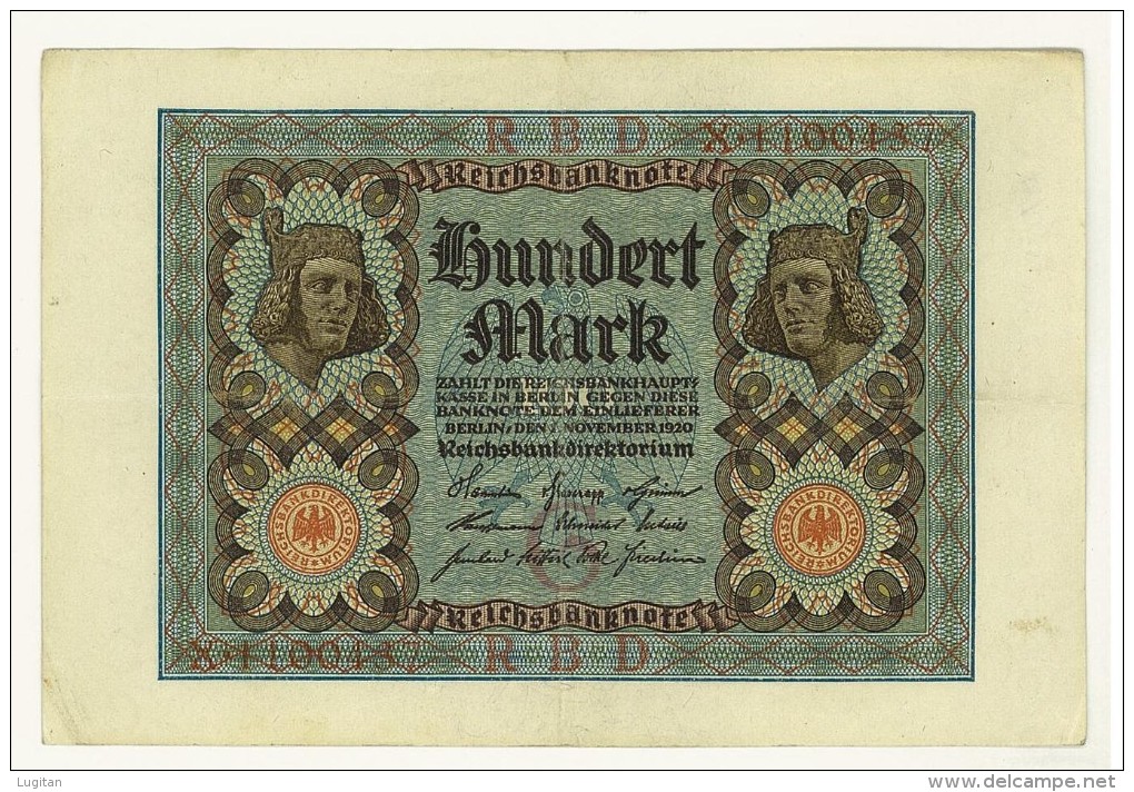 CARTAMONETA - PAPER MONEY - GERMANIA - 100 MARCHI HUNDERT MARK 1920 - QUALITY SPL - NON STIRATA - SENZA PIEGHE - 100 Mark